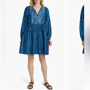 Faherty Solstice Mixed
Print Long Sleeve Cotton
& Silk Minidress size